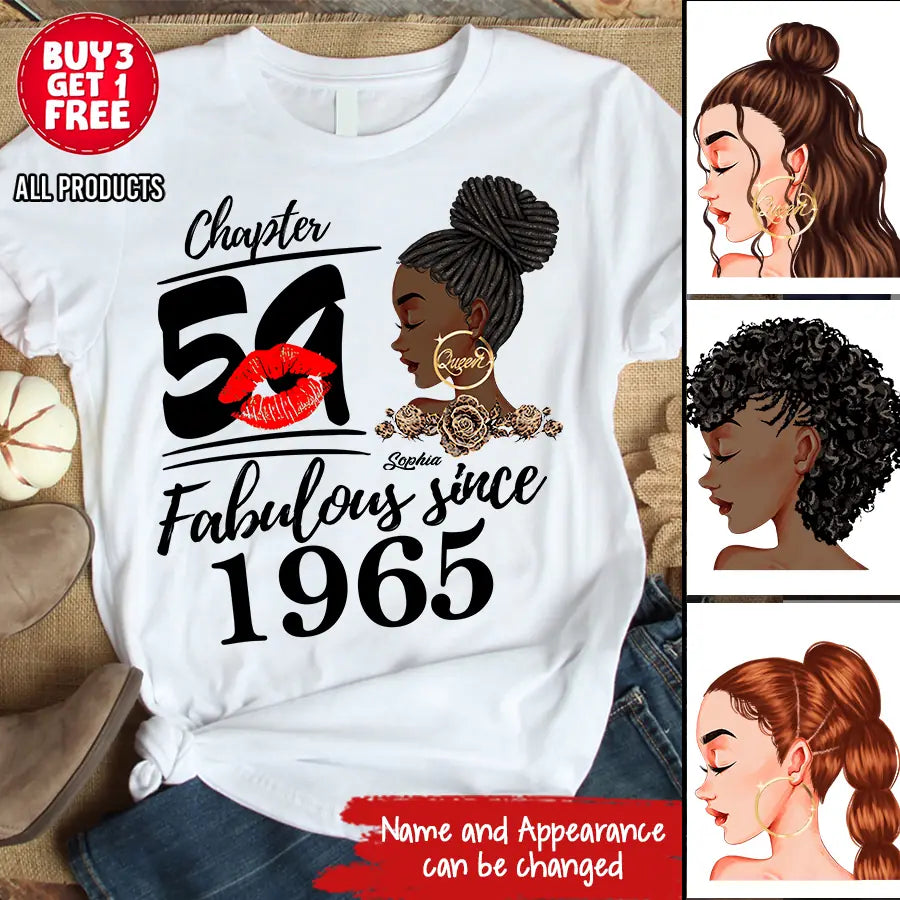 Custom Birthday Shirts, Chapter 59, Fabulous Since 1965 59th Birthday Unique T Shirt For Woman, Her Gifts For 59 Years Old, Turning 59 Birthday Cotton Shirt-HCT
