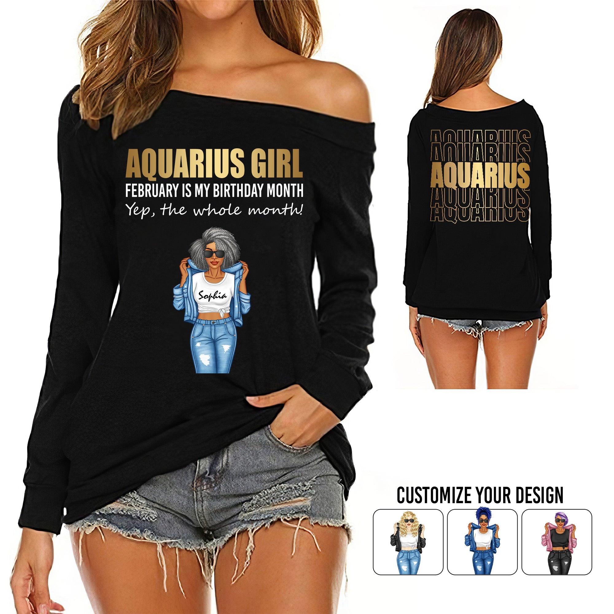 Women's Off-Shoulder Sweatshirt - Personalized Gift For Aquarius Girls - TLQ