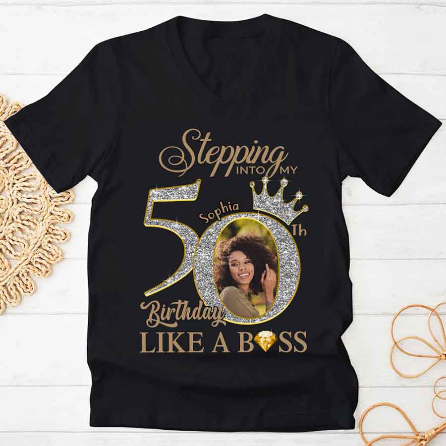 Custom Face Photo 50&#39;s Birthday Shirt, 50th Birthday Unique T Shirt For Woman, Custom Birthday Shirt, Her Gifts For 50 Years Old, Custom Picture Tee, Personalized Birthday Shirt-YPT-HCT