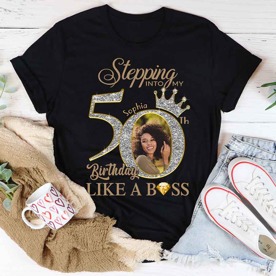 Custom Face Photo 50&#39;s Birthday Shirt, 50th Birthday Unique T Shirt For Woman, Custom Birthday Shirt, Her Gifts For 50 Years Old, Custom Picture Tee, Personalized Birthday Shirt-YPT-HCT