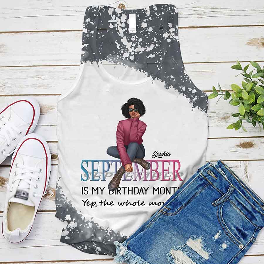 September Birthday Shirt, Custom Birthday Shirt, Queens are Born In September, September Birthday Shirts For Woman, September Birthday Gifts, Melanin Afro Woman Shirt, Black Girl Tee, Afro Queen Black Pride Gift-YPT-HCT