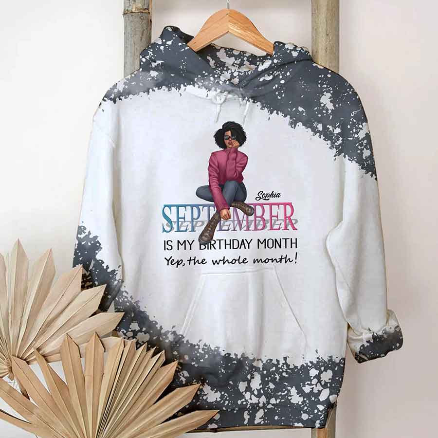September Birthday Shirt, Custom Birthday Shirt, Queens are Born In September, September Birthday Shirts For Woman, September Birthday Gifts, Melanin Afro Woman Shirt, Black Girl Tee, Afro Queen Black Pride Gift-YPT-HCT