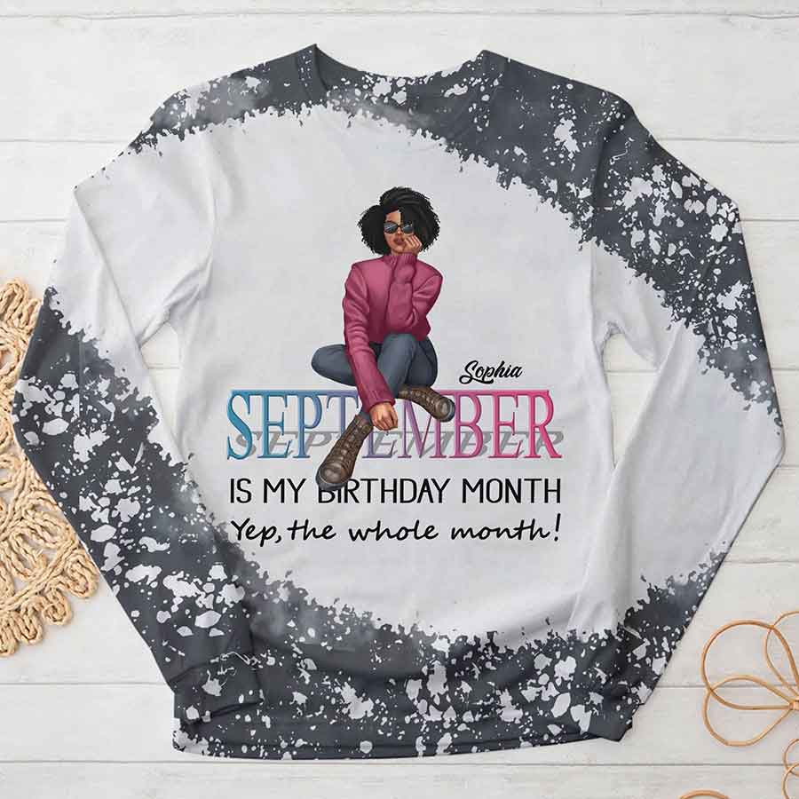 September Birthday Shirt, Custom Birthday Shirt, Queens are Born In September, September Birthday Shirts For Woman, September Birthday Gifts, Melanin Afro Woman Shirt, Black Girl Tee, Afro Queen Black Pride Gift-YPT-HCT