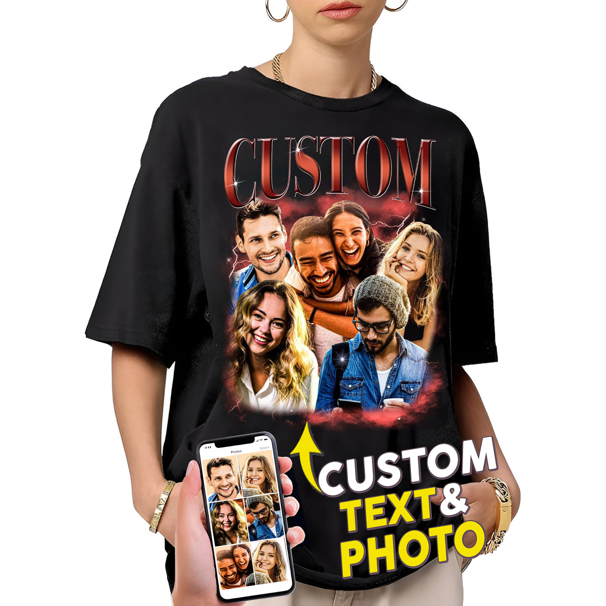 Custom Bootleg Rap Tee Shirt for Boyfriend Girlfriend, Custom Image T Shirt, Personalized T Shirts With Pictures, Valentines Gifts, Valentines Day Shirts-YPT-ALK
