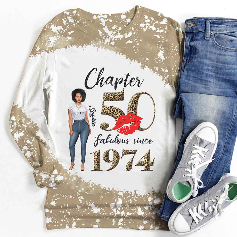 Chapter 50, Fabulous Since 1974 50th Birthday Unique T Shirt For Woman, Custom Birthday Shirt, Her Gifts For 50 Years Old , Turning 50 Birthday Cotton Shirt-YPT-HCT