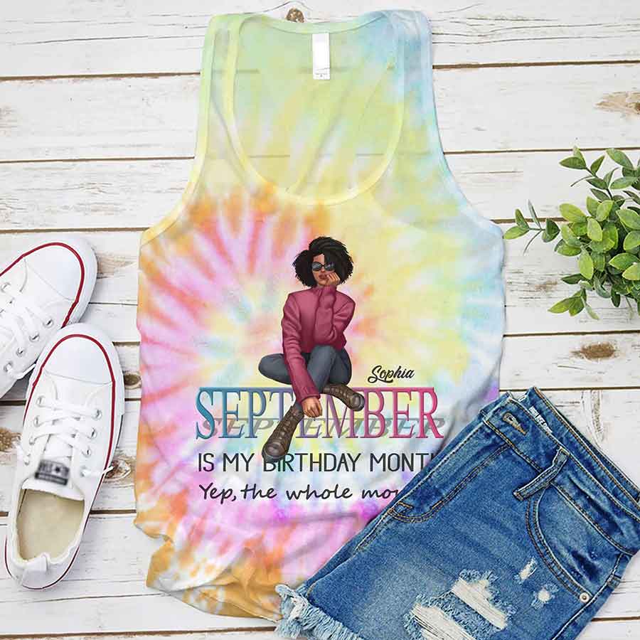 September Birthday Shirt, Custom Birthday Shirt, Queens are Born In September, September Birthday Shirts For Woman, September Birthday Gifts, Melanin Afro Woman Shirt, Black Girl Tee, Afro Queen Black Pride Gift-YPT-HCT