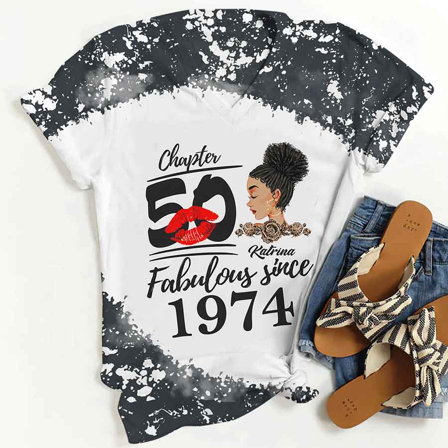 Chapter 50, Fabulous Since 1974 50th Birthday Unique T Shirt For Woman, Custom Birthday Shirt, Her Gifts For 50 Years Old , Turning 50 Birthday Cotton Shirt - YPT-HCT