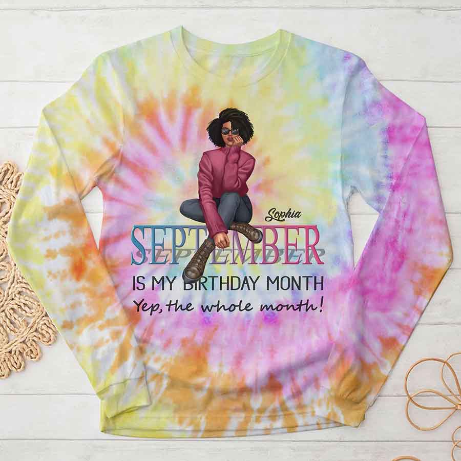 September Birthday Shirt, Custom Birthday Shirt, Queens are Born In September, September Birthday Shirts For Woman, September Birthday Gifts, Melanin Afro Woman Shirt, Black Girl Tee, Afro Queen Black Pride Gift-YPT-HCT