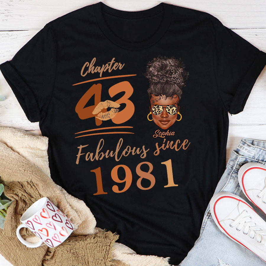 Chapter 43, Fabulous Since 1981 43rd Birthday Unique T Shirt For Woman, Her Gifts For 43 Years Old , Turning 43 Birthday Cotton Shirt TLQ
