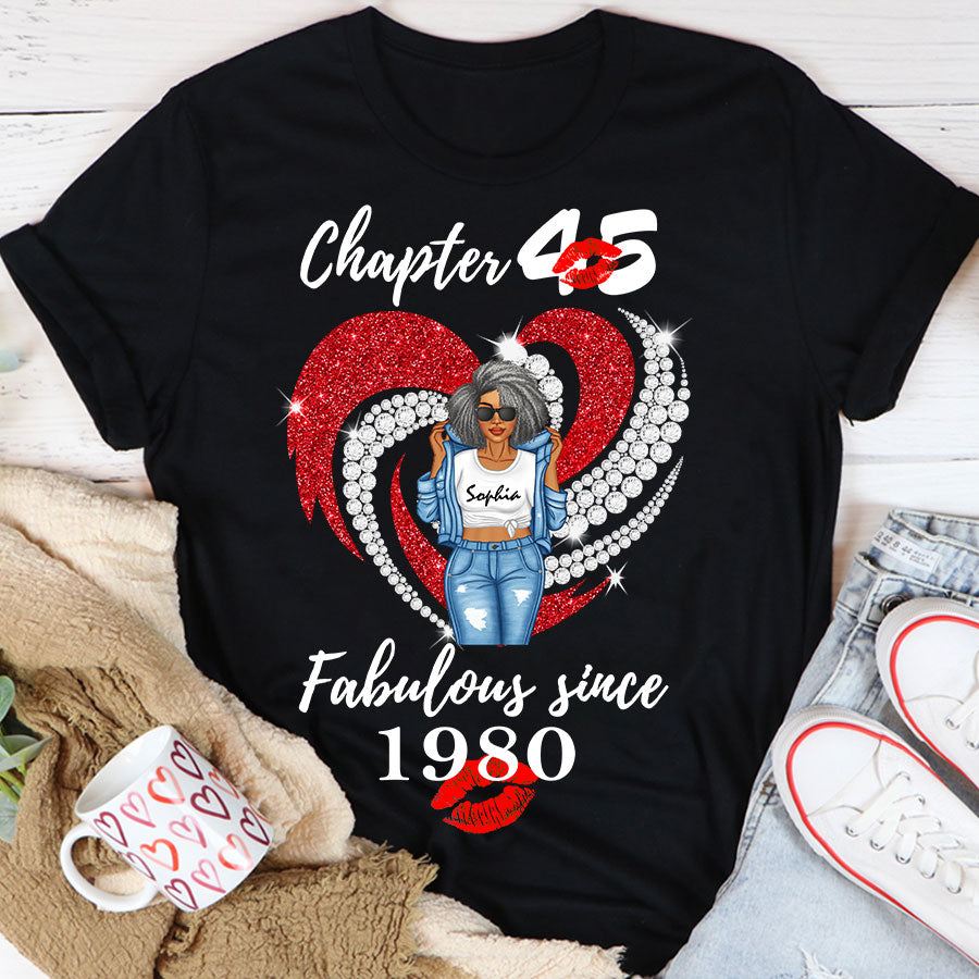 Personalised 45th Birthday Gifts, 1980 T Shirt, Gift Ideas 45th Birthday Woman - TLQ