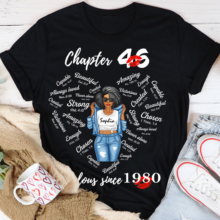 Chapter 46, Fabulous Since 1980 46th Birthday Unique T Shirt For Woman, Her Gifts For 46 Years Old , Turning 46 Birthday Cotton Shirt-TLQ