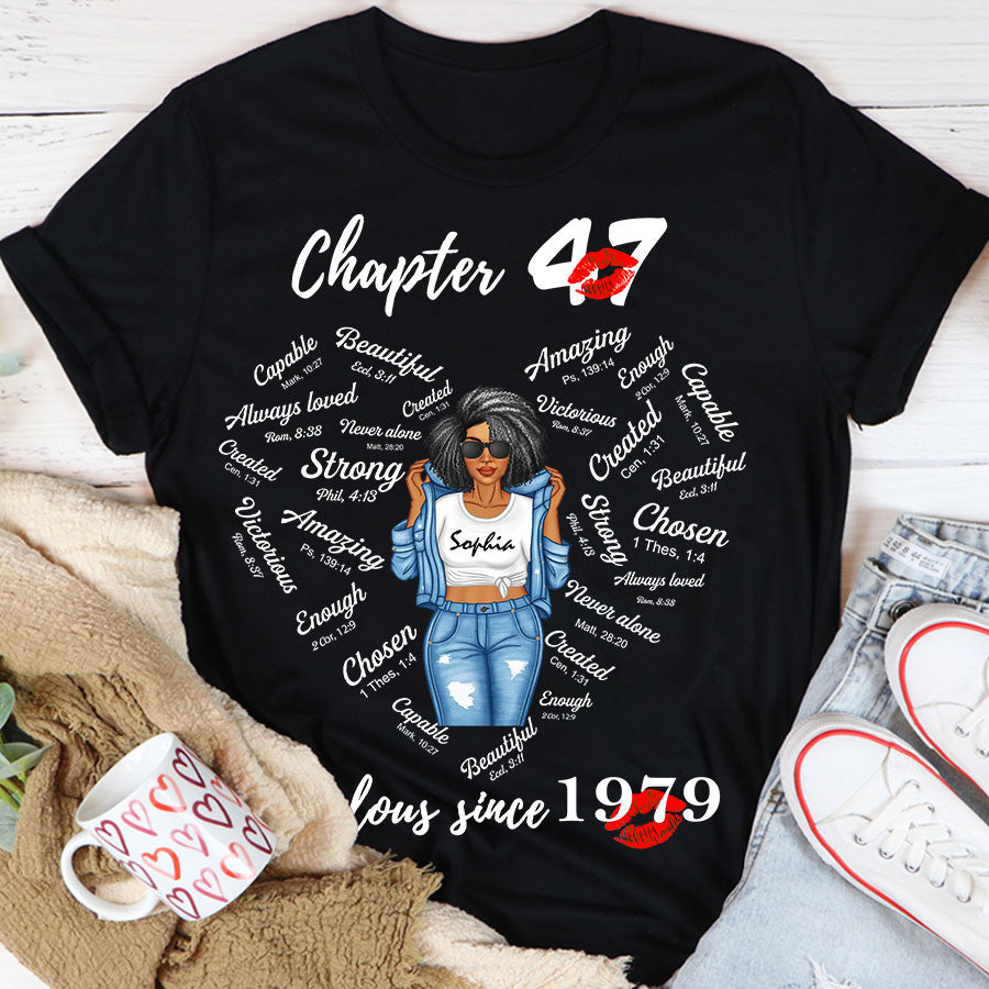 Chapter 47, Fabulous Since 1979 47th Birthday Unique T Shirt For Woman, Her Gifts For 47 Years Old , Turning 47 Birthday Cotton Shirt-TLQ