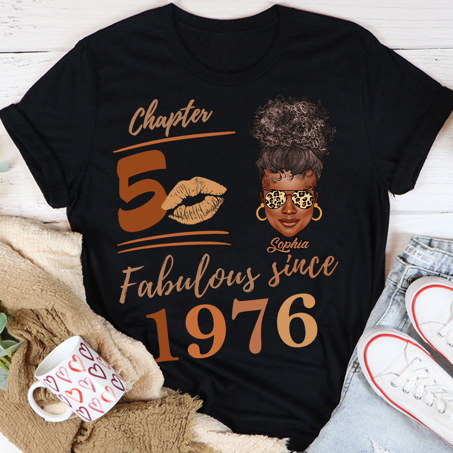 Chapter 50, Fabulous Since 1976 50th Birthday Unique T Shirt For Woman, Her Gifts For 50 Years Old , Turning 50 Birthday Cotton Shirt - TLQ