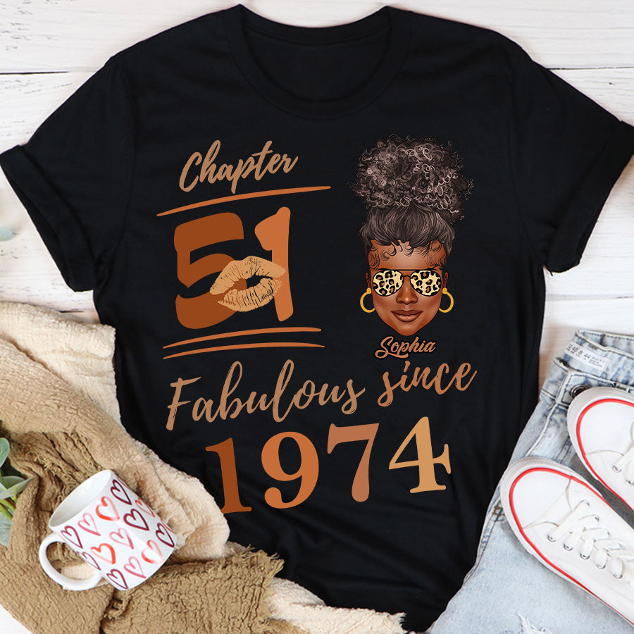 Chapter 51, Fabulous Since 1974 51st Birthday Unique T Shirt For Woman, Her Gifts For 51 Years Old , Turning 51 Birthday Cotton Shirt TLQ
