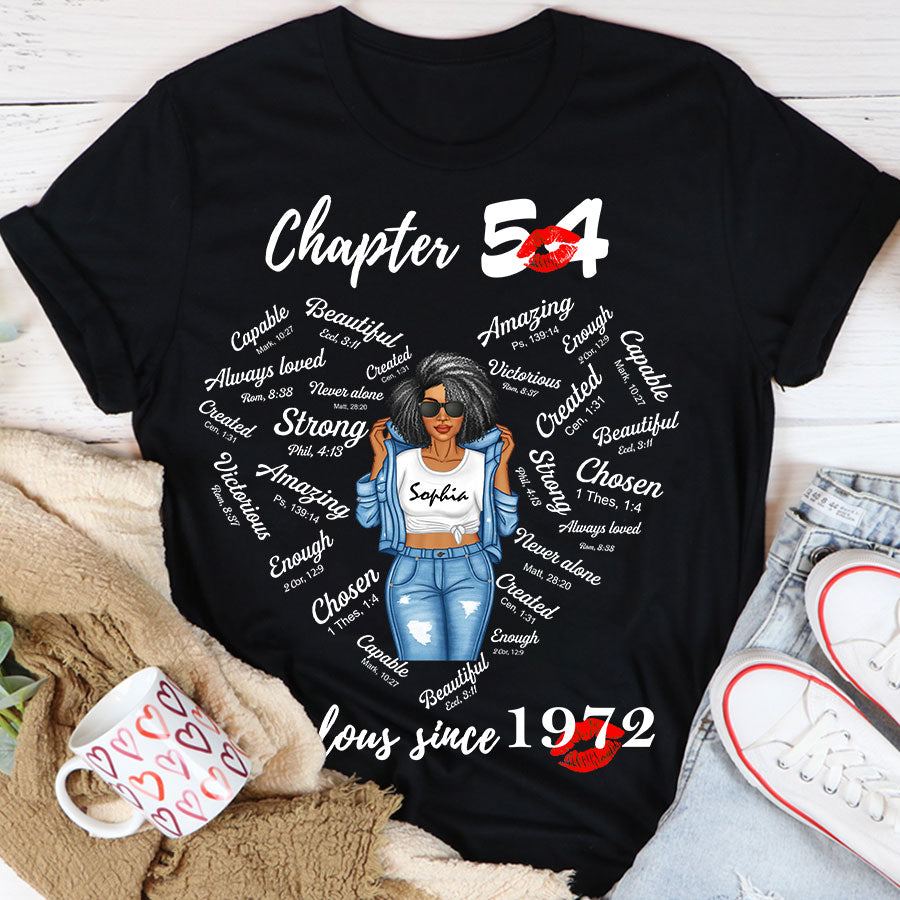 Chapter 54, Fabulous Since 1972 54th Birthday Unique T Shirt For Woman, Her Gifts For 54 Years Old , Turning 54 Birthday Cotton Shirt-TLQ