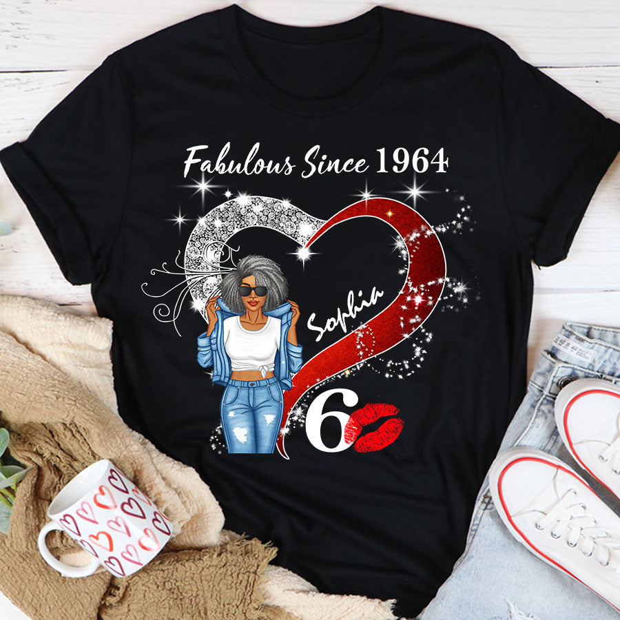 Custom Birthday Shirt, Her Gifts For 60 Years Old , Turning 60 Birthday Cotton Shirt, Fabulous Since 1964-TLQ