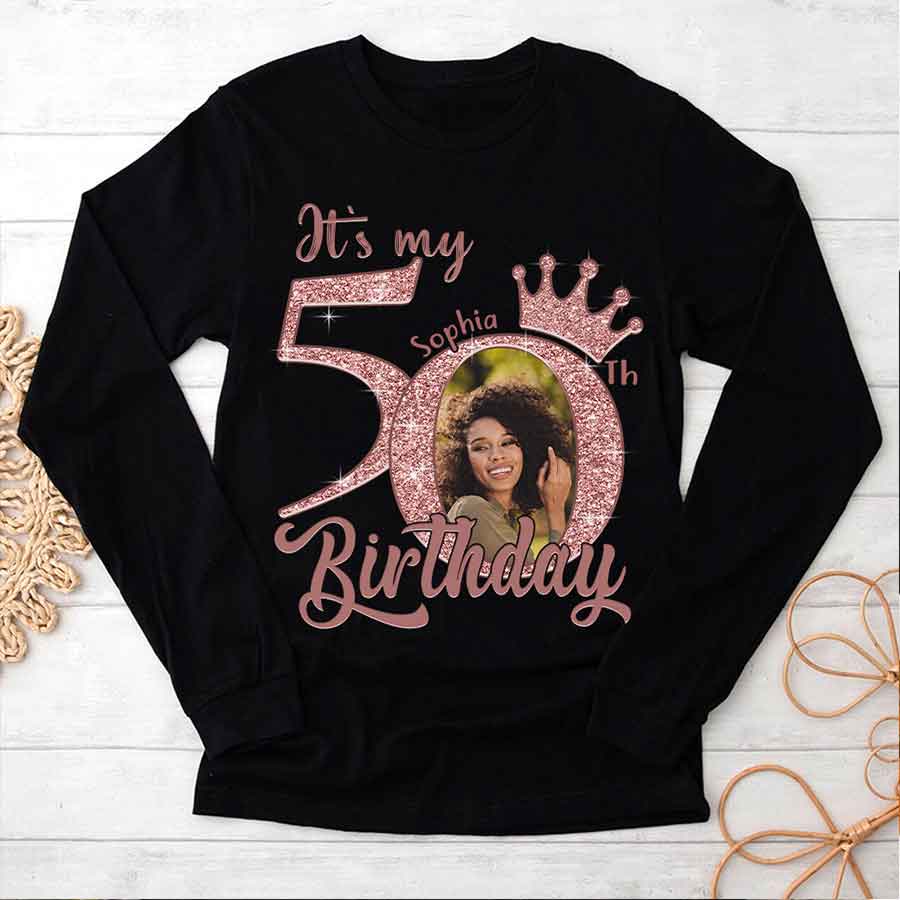 Custom Face Photo 50&#39;s Birthday Shirt, 50th Birthday Unique T Shirt For Woman, Custom Birthday Shirt, Her Gifts For 50 Years Old, Custom Picture Tee, Personalized Birthday Shirt-YPT-HCT