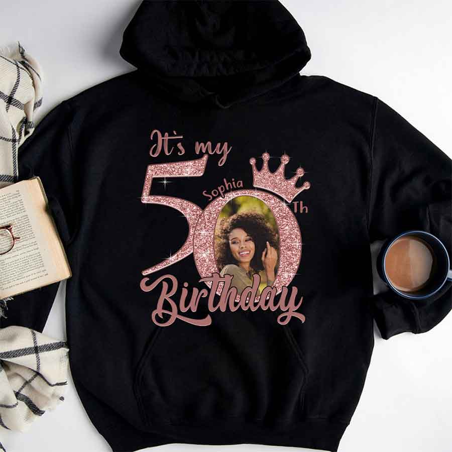 Custom Face Photo 50&#39;s Birthday Shirt, 50th Birthday Unique T Shirt For Woman, Custom Birthday Shirt, Her Gifts For 50 Years Old, Custom Picture Tee, Personalized Birthday Shirt-YPT-HCT