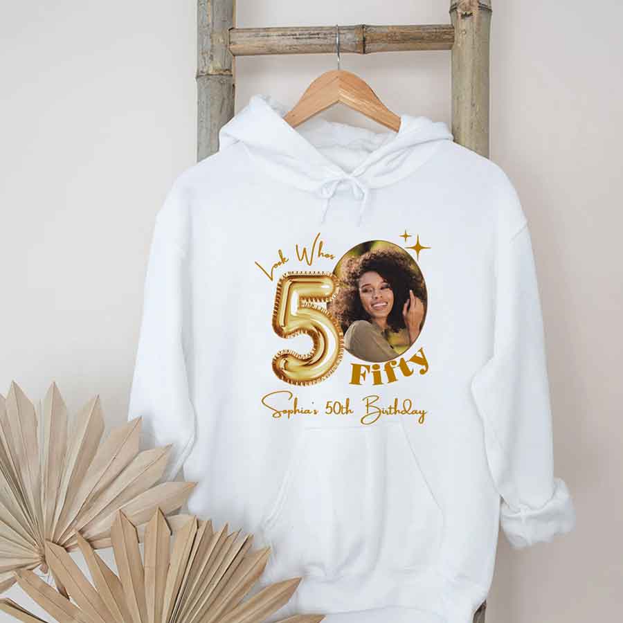 Custom Face Photo 50&#39;s Birthday Shirt, 50th Birthday Unique T Shirt For Woman, Custom Birthday Shirt, Her Gifts For 50 Years Old, Custom Picture Tee, Personalized Birthday Shirt-YPT-HCT