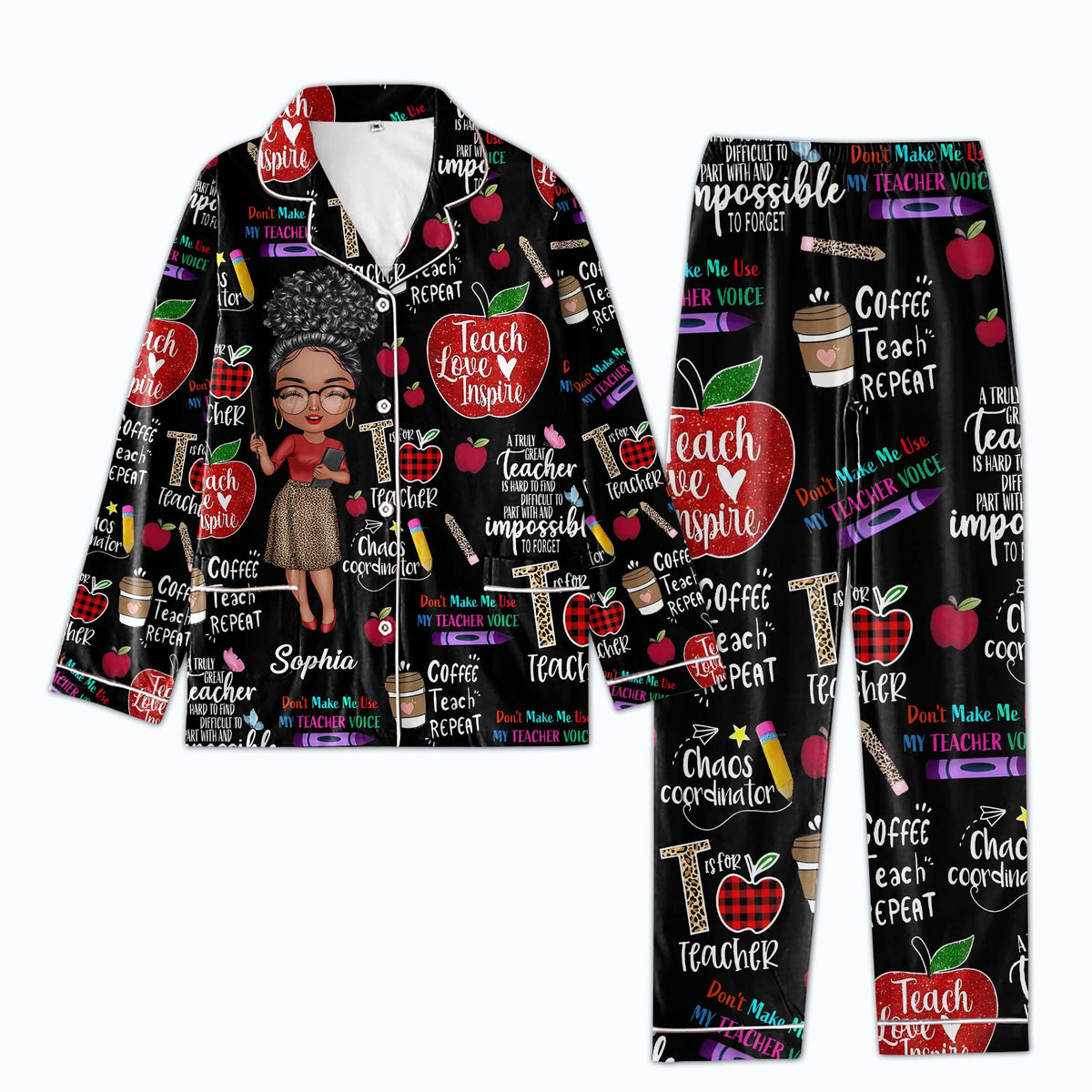 Personalized Women's Pajama Set, Gift For Teachers