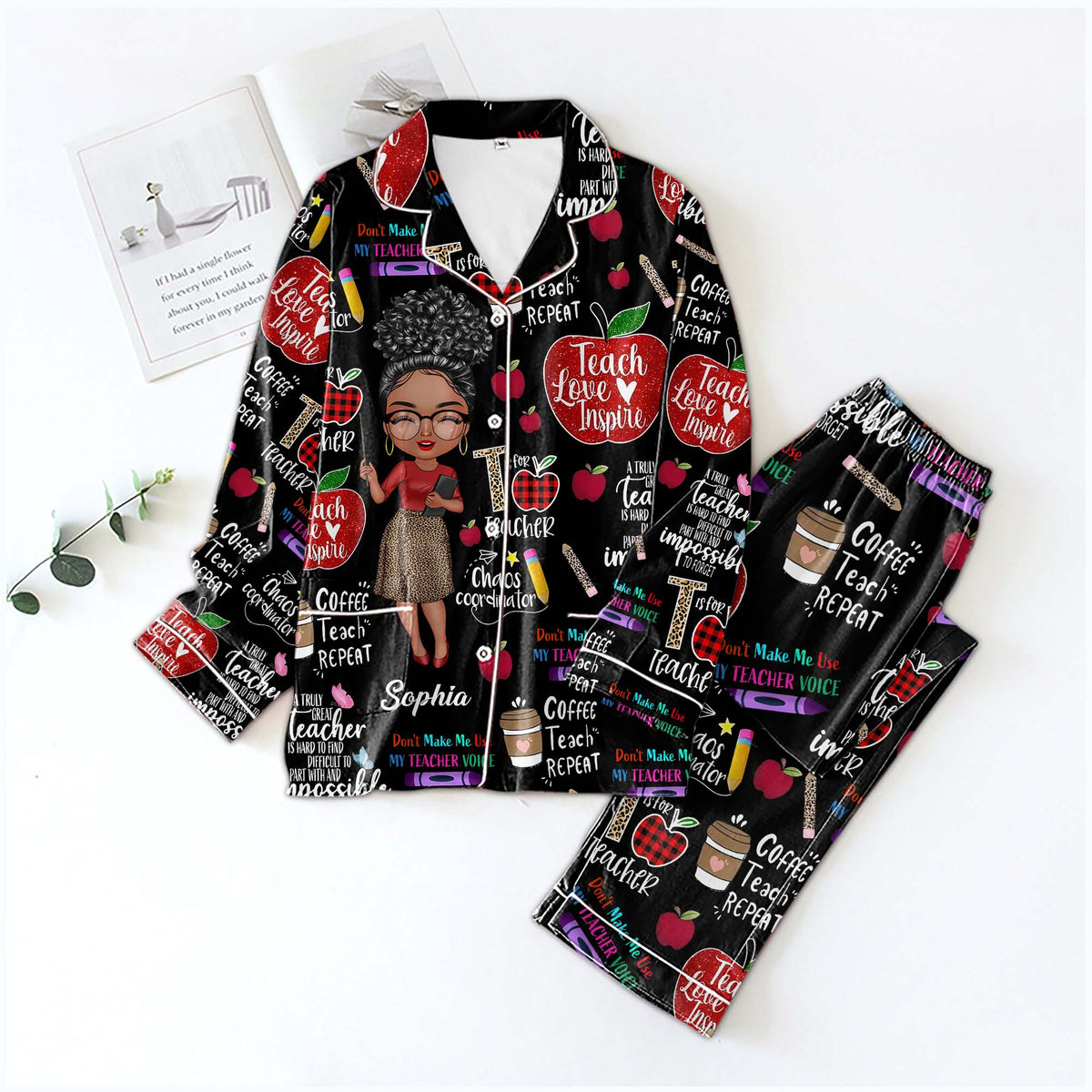 Personalized Women's Pajama Set, Gift For Teachers
