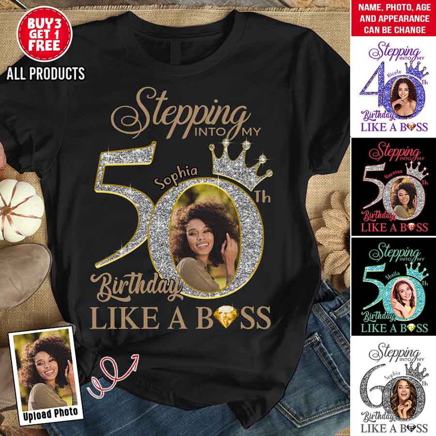 Custom Face Photo 50&#39;s Birthday Shirt, 50th Birthday Unique T Shirt For Woman, Custom Birthday Shirt, Her Gifts For 50 Years Old, Custom Picture Tee, Personalized Birthday Shirt-YPT-HCT
