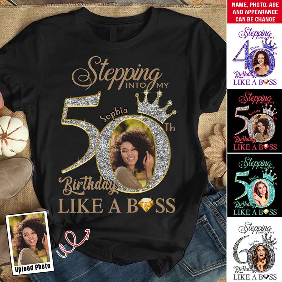 Custom Face Photo 50&#39;s Birthday Shirt, 50th Birthday Unique T Shirt For Woman, Custom Birthday Shirt, Her Gifts For 50 Years Old, Custom Picture Tee, Personalized Birthday Shirt-YPT-HCT