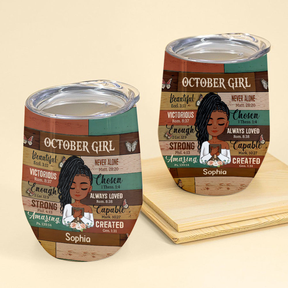 Personalized Wine Tumbler - Birthday Gift For October Queen, October Birthday Gifts, October Birthday Gift Idea For Her