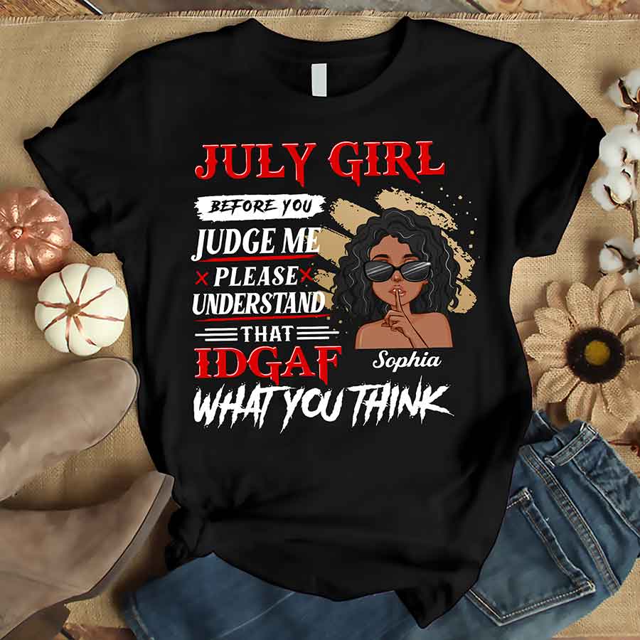 Custom July Birthday Shirt For Woman, Queens Are Born In July Gifts, Melanin Afro Woman Shirt, Black Girl Tee, Afro Queen Gift-YPT-ALK