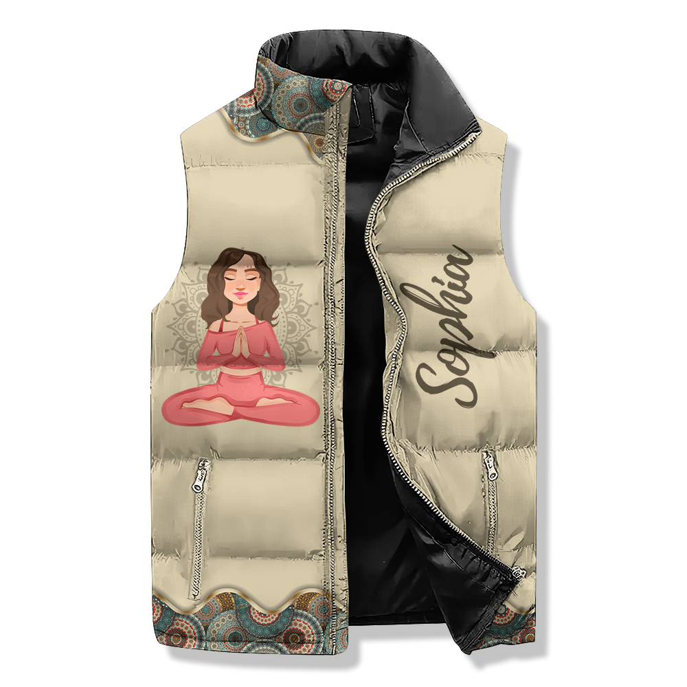 Puffer Vest - Gift For Women, Puffer Vest Yoga, Yoga Lover