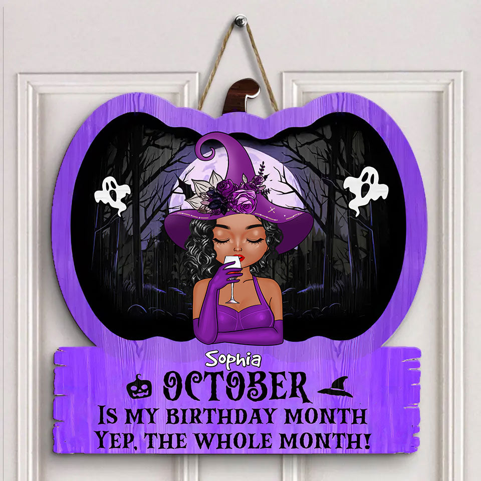 Personalized Custom Door Sign - Halloween Gifts, Gifts For October Girls, October Birthday Gifts For Woman
