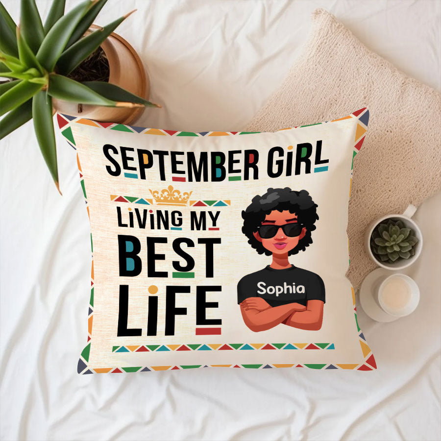 Personalized Pillow - Custom Birthday Gifts For September Girls, September Pillow, September Girl Birthday Gift