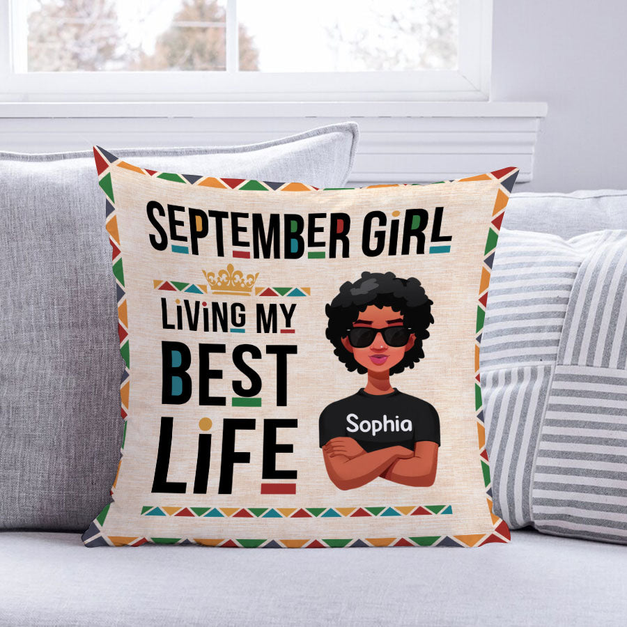 Personalized Pillow - Custom Birthday Gifts For September Girls, September Pillow, September Girl Birthday Gift
