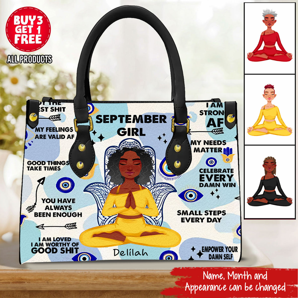 Personalized Leather Bag - Birthday, Handbag Personalized, Custom Birthday Gift for Yoga Lovers, Queens Are Born In September