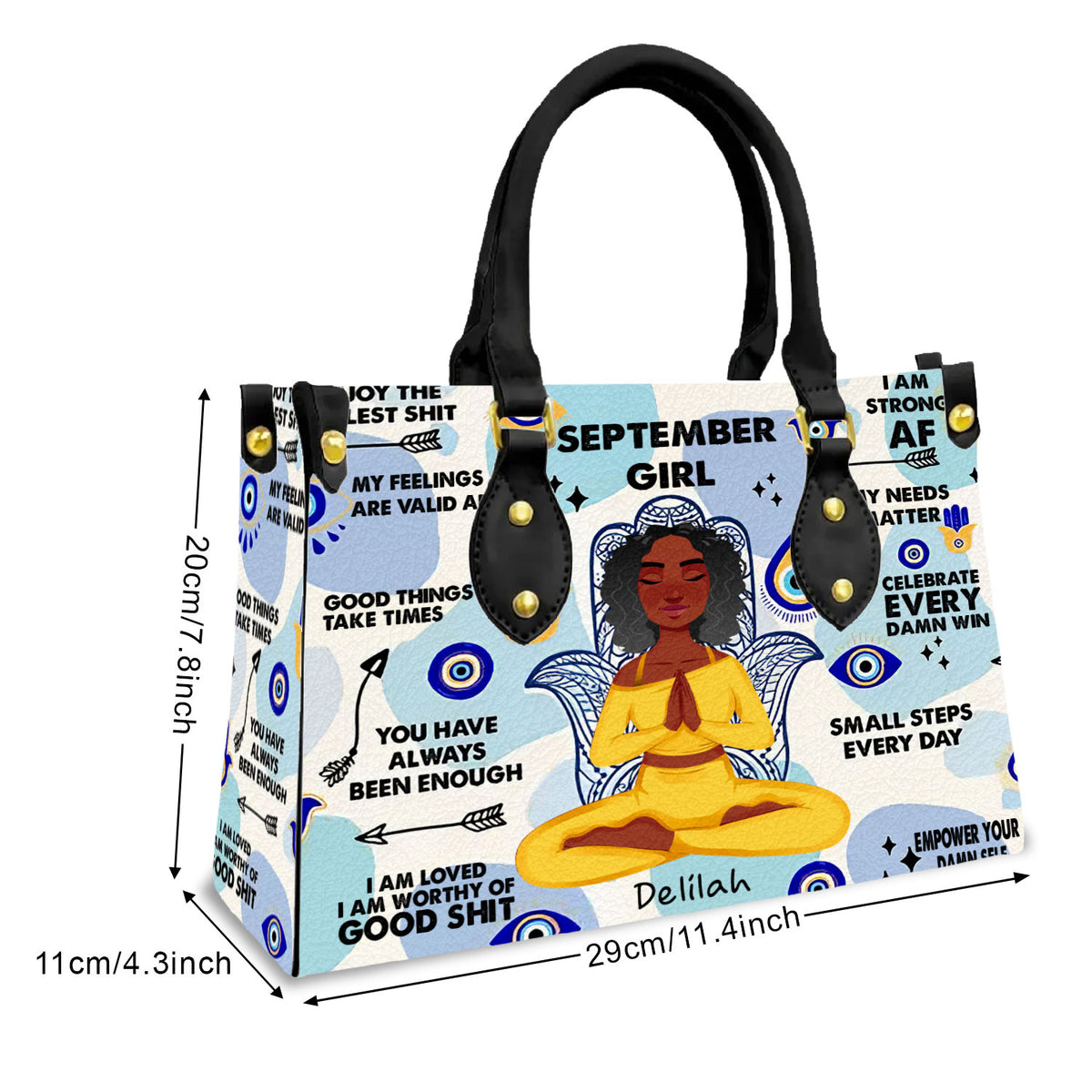 Personalized Leather Bag - Birthday, Handbag Personalized, Custom Birthday Gift for Yoga Lovers, Queens Are Born In September