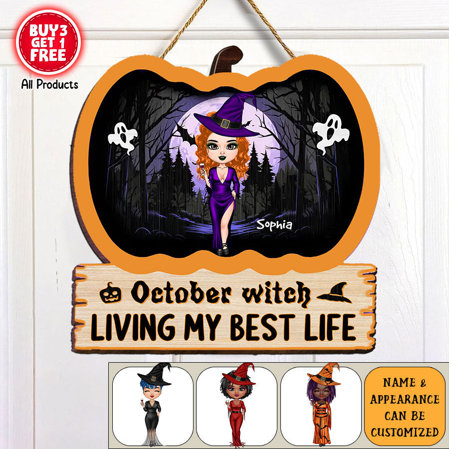 Custom October Birthday Door Sign, Queens Are Born In October Gifts, Halloween Door Sign