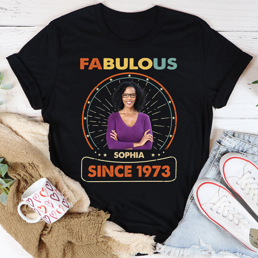 50th birthday shirts for her, Personalised 50th birthday gifts, 1973 t shirt, 50 and fabulous shirt, 50th birthday shirt ideas, gift ideas 50th birthday woman