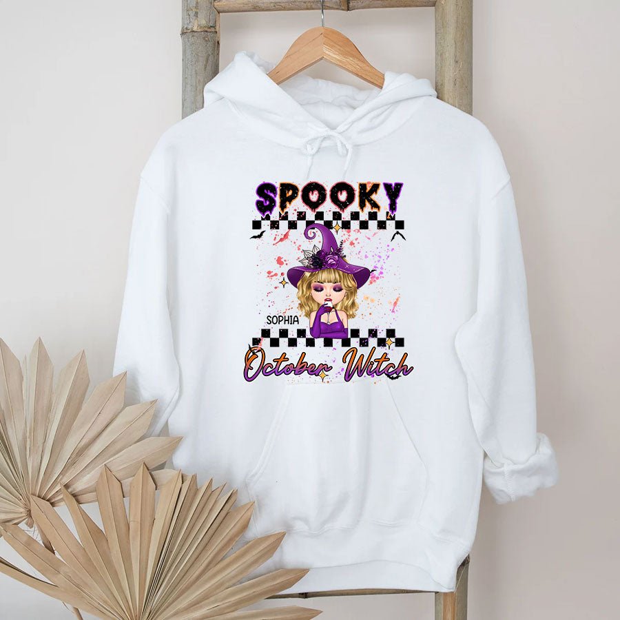 Custom October Birthday Shirt For Woman, Queens Are Born In October Gifts, Halloween Shirt