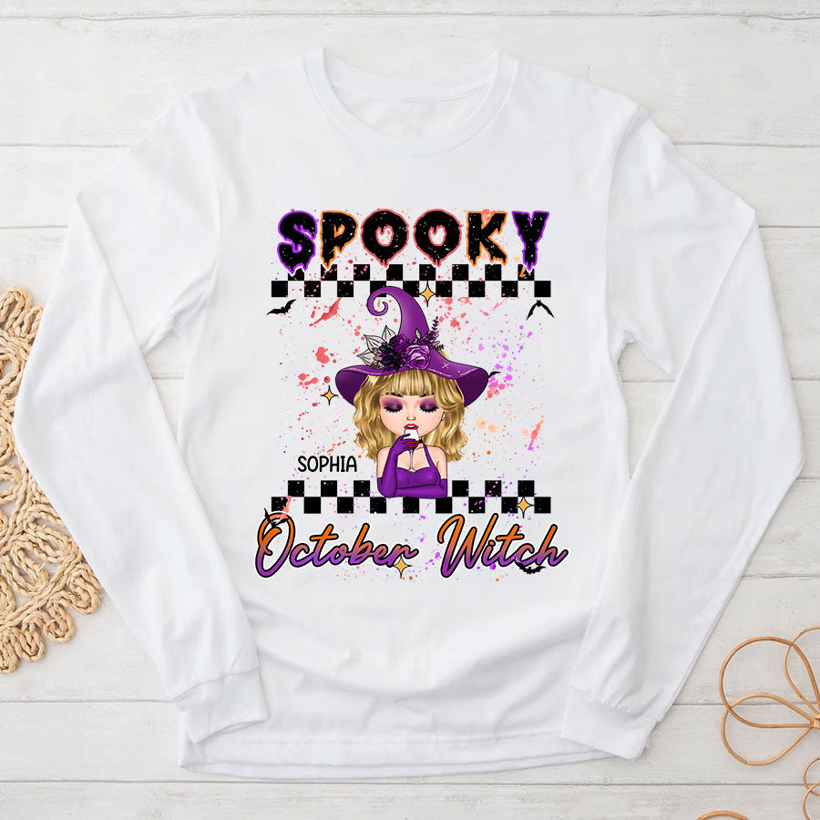 Custom October Birthday Shirt For Woman, Queens Are Born In October Gifts, Halloween Shirt