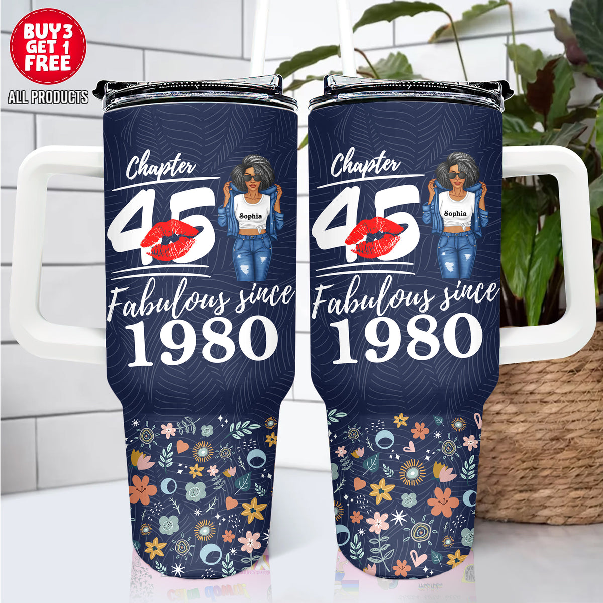 Personalized Tumbler With Straw, Gift Ideas 45th Birthday Woman-ALK