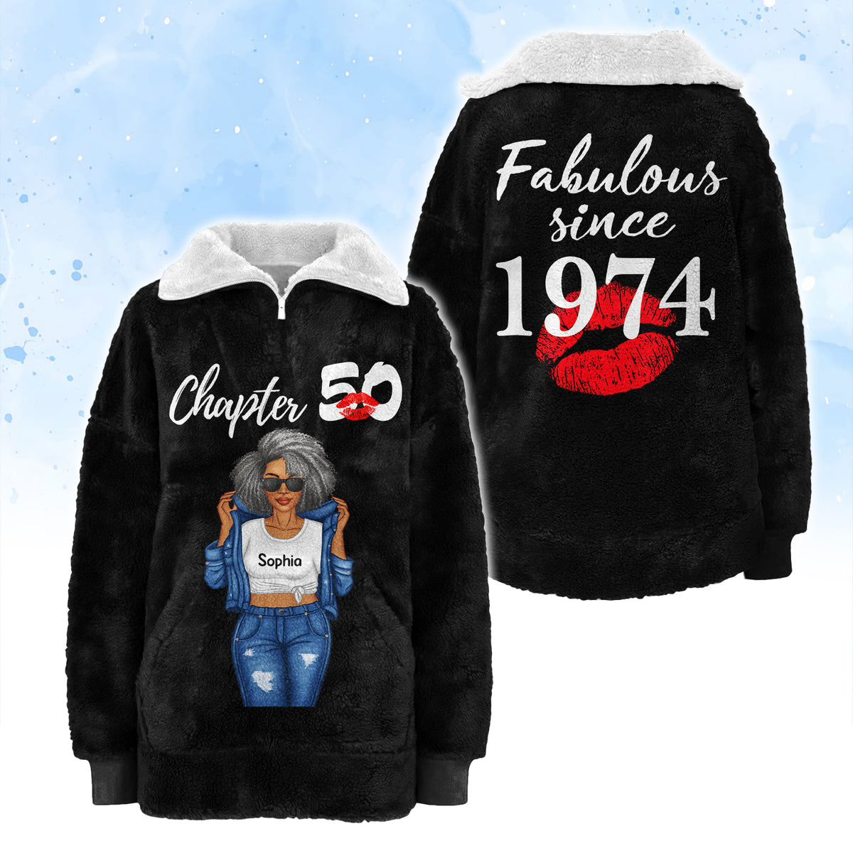 Borg Fleece Sweatshirt - 50 And Fabulous Shirt, 50th Birthday Shirts, Custom Birthday Shirts, Turning 50 Shirt, Gifts For Women Turning 50, 1974 Shirt