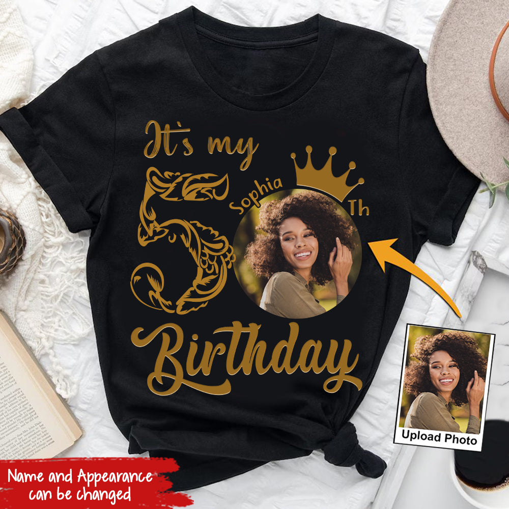 Custom Face Photo 50&#39;s Birthday Shirt, 50th Birthday Unique T Shirt For Woman, Custom Birthday Shirt, Her Gifts For 50 Years Old, Custom Picture Tee, Personalized Birthday Shirt-YPT-HCT
