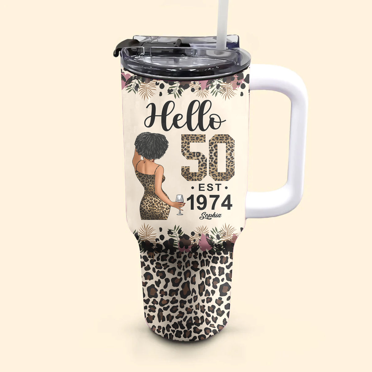 Personalized Tumbler With Straw, Gift Ideas 50th Birthday Woman-HMT