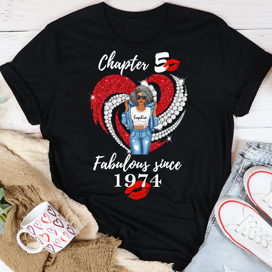 50th Birthday Shirts For Her, Personalised 50th Birthday Gifts, 1974 T Shirt, 50 And Fabulous Shirt, 50th Birthday Shirt Ideas, Gift Ideas 50th Birthday Woman - TLQ