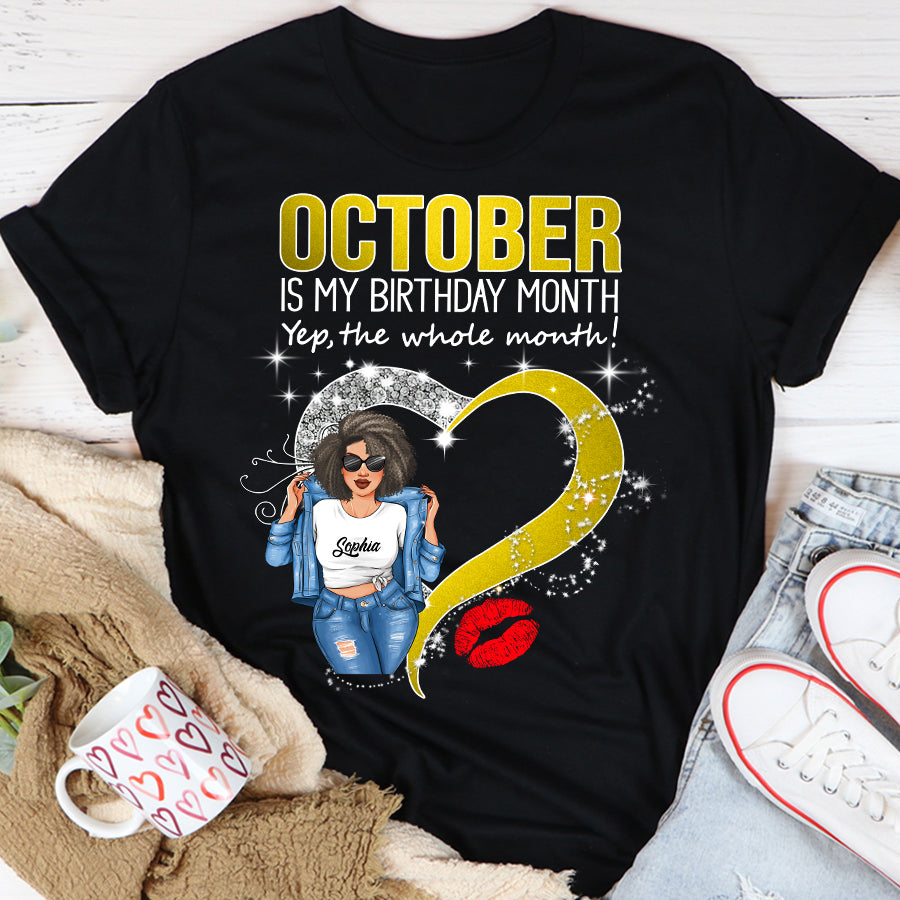 Personalized October Birthday Shirt, Custom Birthday Shirt, Queens was Born In October, October Birthday Shirts For Woman, October Birthday Gifts-YPT-TLQ