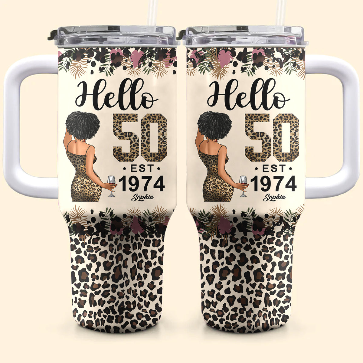 Personalized Tumbler With Straw, Gift Ideas 50th Birthday Woman-HMT