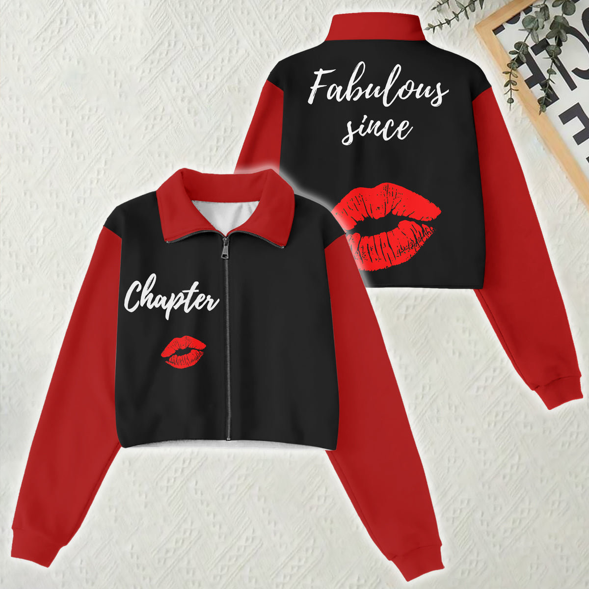 Women‘s Lapel Collar Cropped Sweatshirt - Chapter 40, Fabulous Since 1985 - ALK