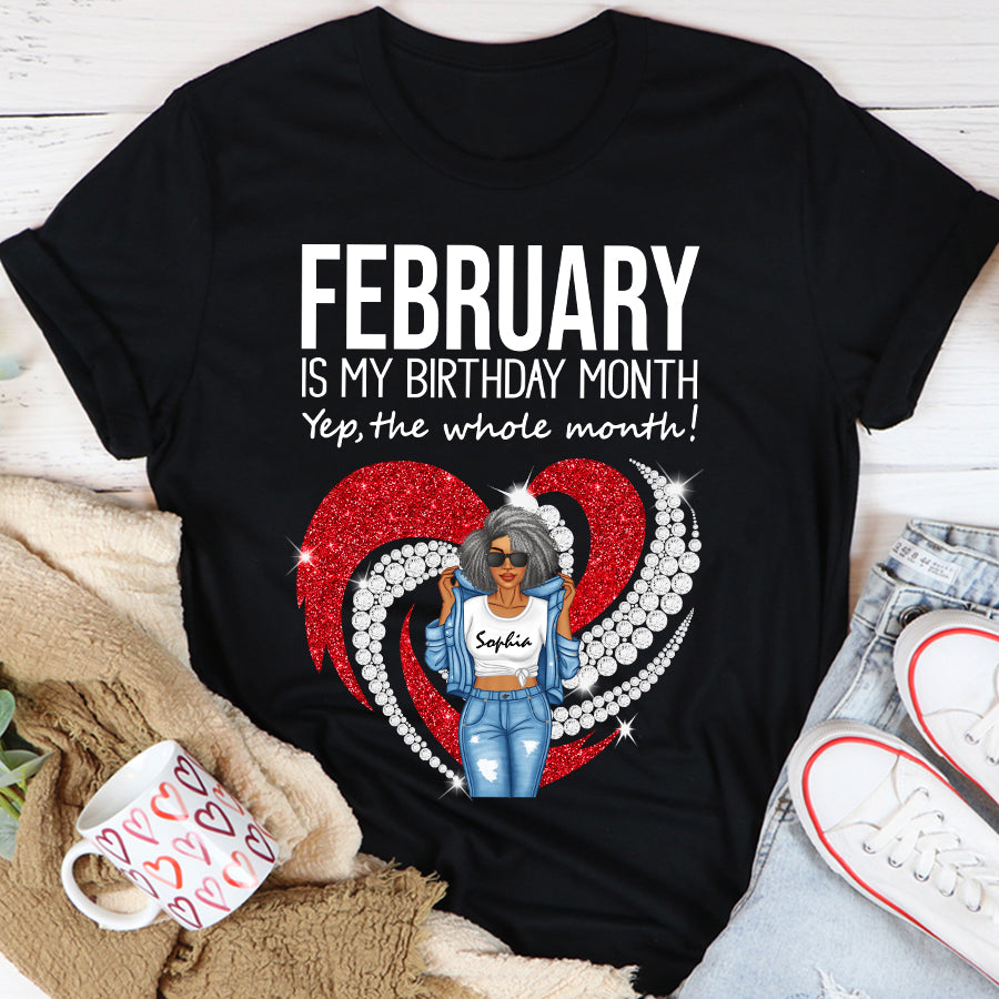 Custom February Birthday Shirt For Woman, Queens Are Born In February Gifts, Melanin Afro Woman Shirt, Black Girl Tee, Afro Queen Gift