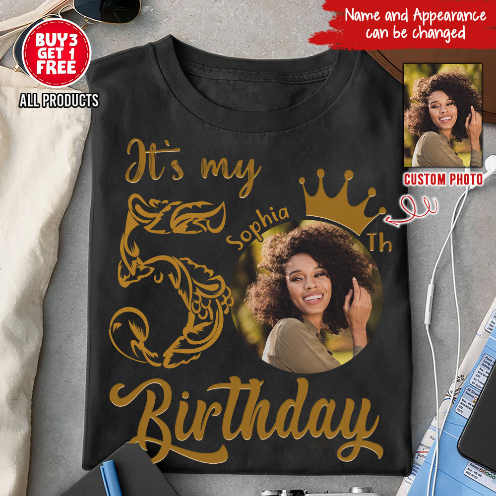 Custom Face Photo 50&#39;s Birthday Shirt, 50th Birthday Unique T Shirt For Woman, Custom Birthday Shirt, Her Gifts For 50 Years Old, Custom Picture Tee, Personalized Birthday Shirt-YPT-HCT