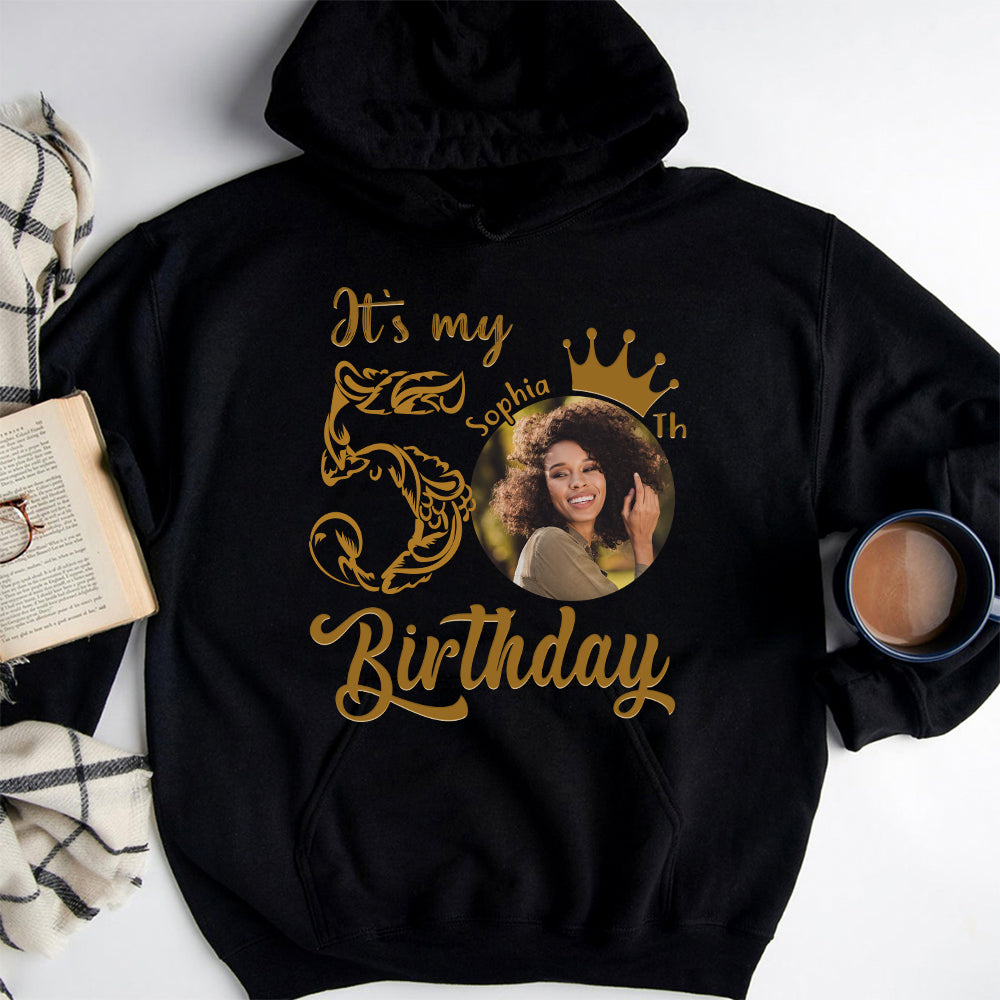 Custom Face Photo 50&#39;s Birthday Shirt, 50th Birthday Unique T Shirt For Woman, Custom Birthday Shirt, Her Gifts For 50 Years Old, Custom Picture Tee, Personalized Birthday Shirt-YPT-HCT